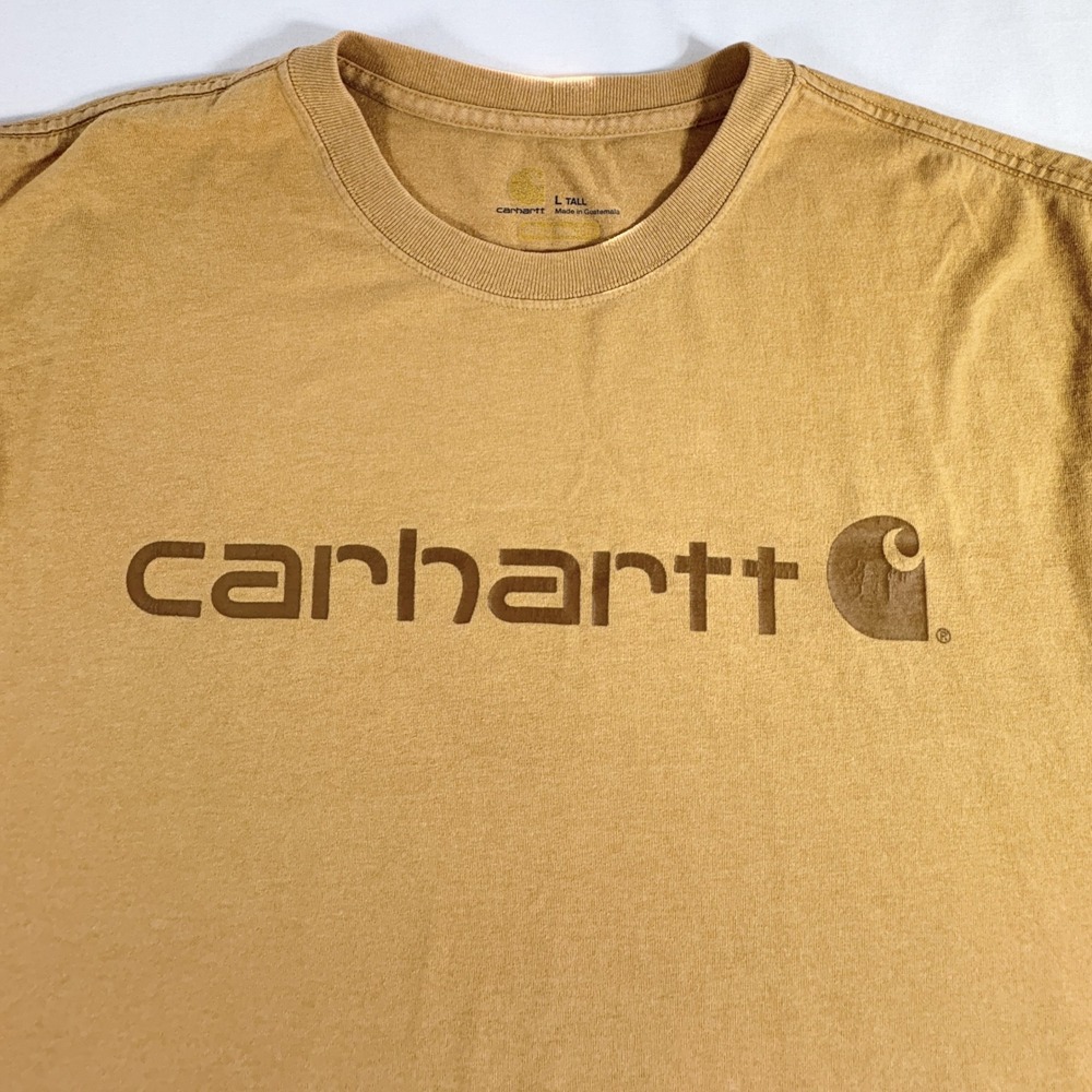 Carhartt Mens Original Fit Graphic T-Shirt Tan Large Tall L Tall Logo Tee